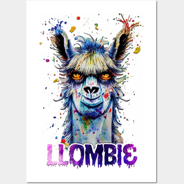 Llombie Zombie fun Halloween design Wall Art by Luxinda